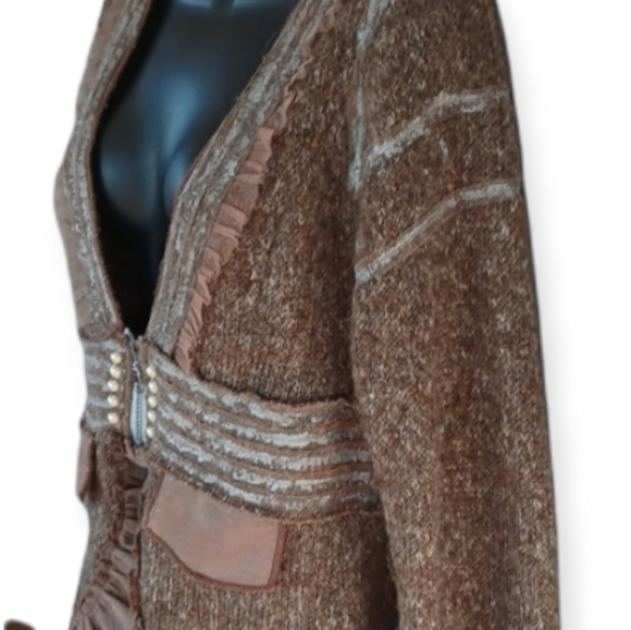 Boho funky feminine Oatmeal Beige Sweater Size M - Picture 8 of 10